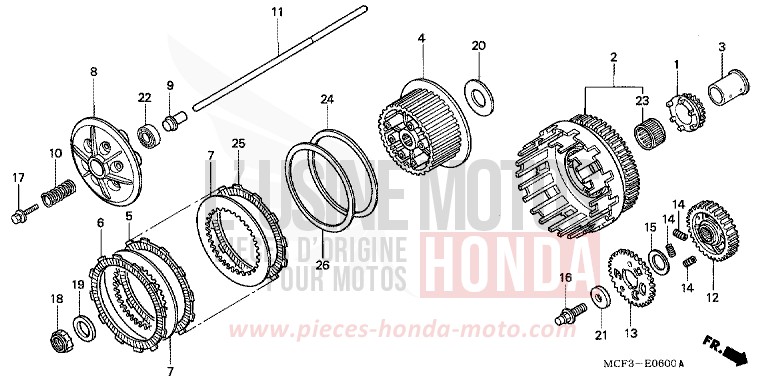 EMBRAYAGE de VTR1000 SP-1 WINNING RED (R258) de 2001